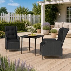 Durable 3 Piece Garden Dining Set with Reclining Chairs