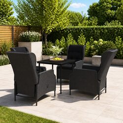 Sturdy 5-Piece Garden Dining Set with Reclining Chairs
