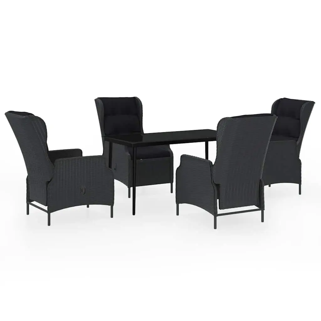 5-Piece Grey Outdoor Dining Set with Reclining Chairs