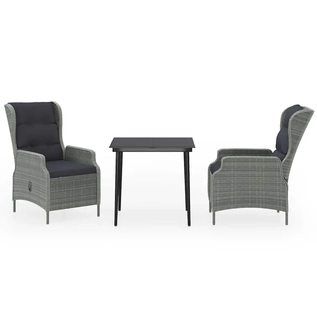 3 Piece Garden Dining Set with Reclining Chairs