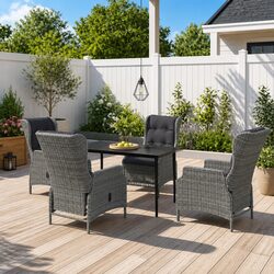 5-Piece Garden Dining Set with Durable Grey Chairs