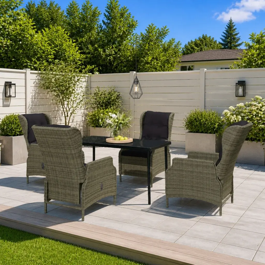 5-Piece Brown Rattan Garden Dining Set