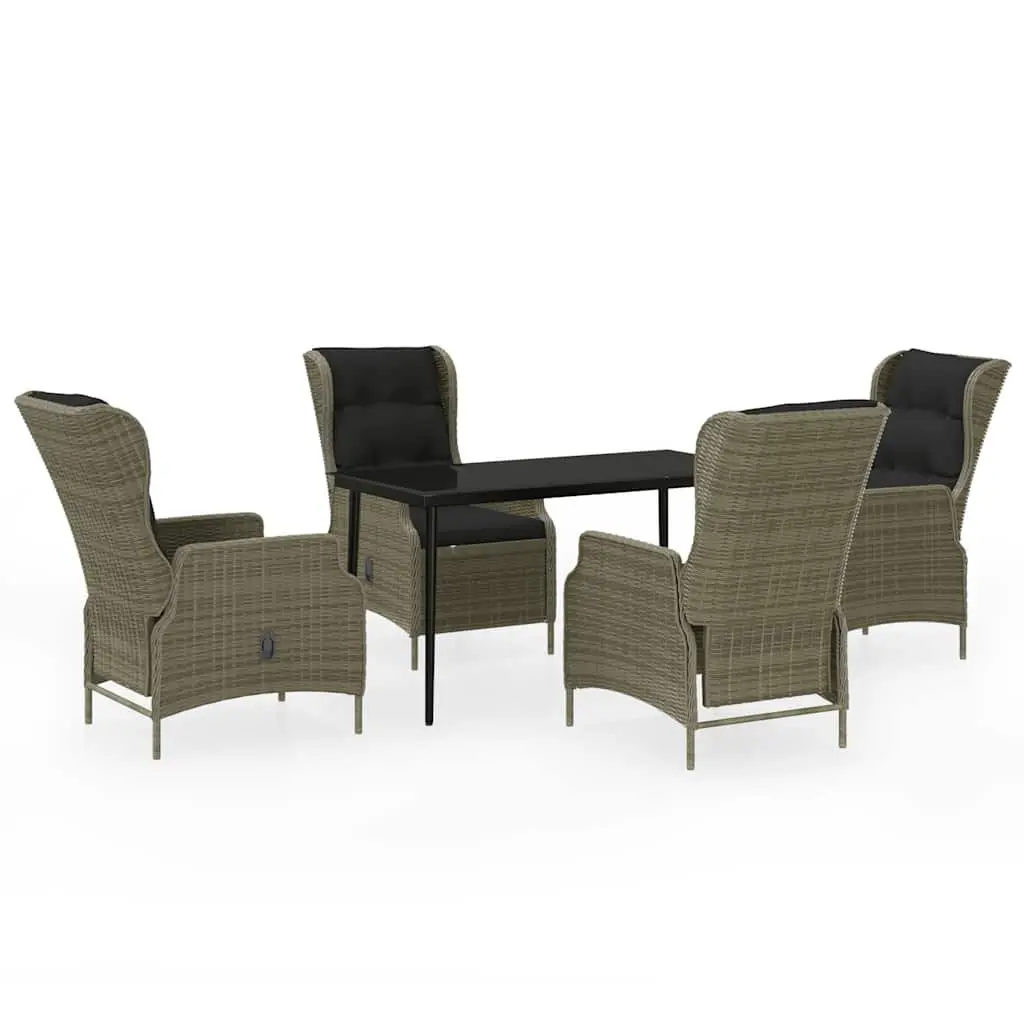 5-Piece Brown Rattan Garden Dining Set
