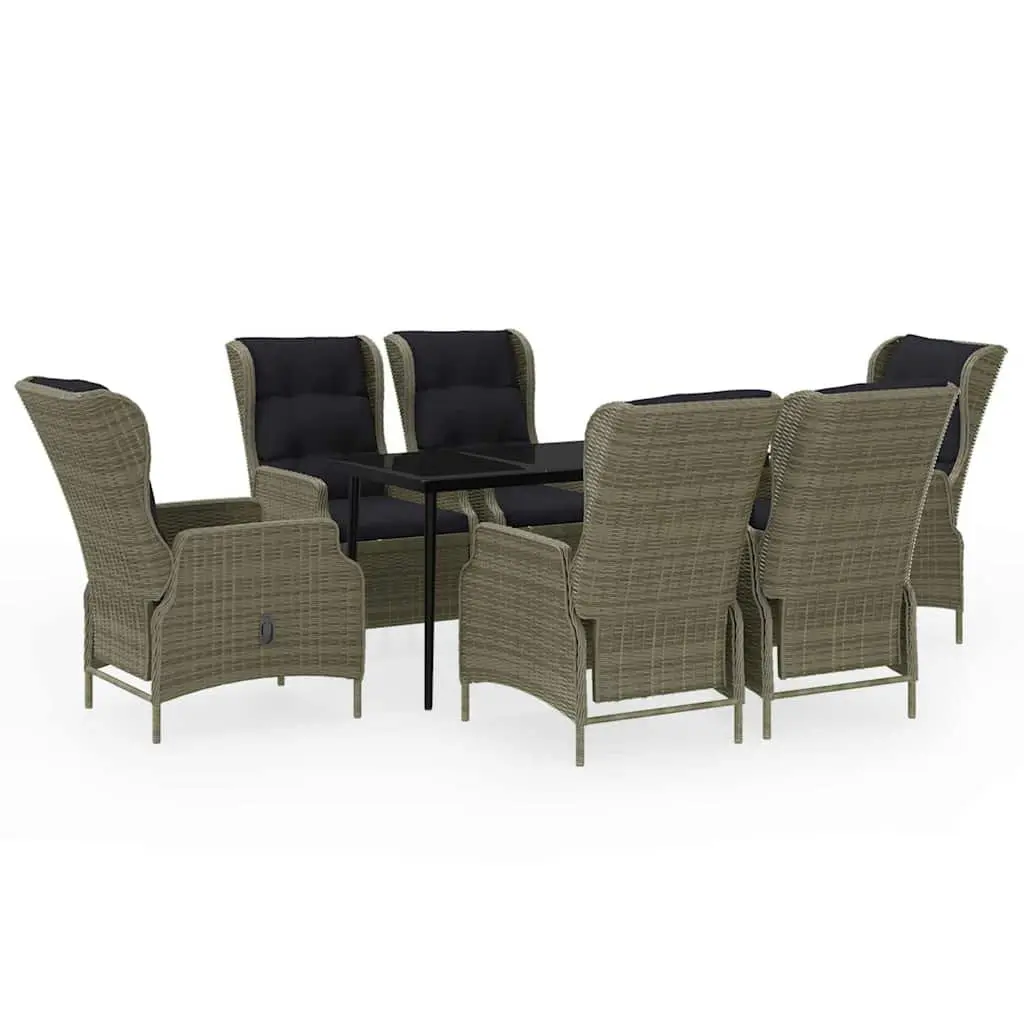 7 Piece Outdoor Dining Set with Reclining Chairs