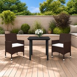 Durable 3 Piece Outdoor Dining Set with Rattan Chairs