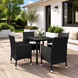 Sturdy 5 Piece Garden Dining Set with Glass Table