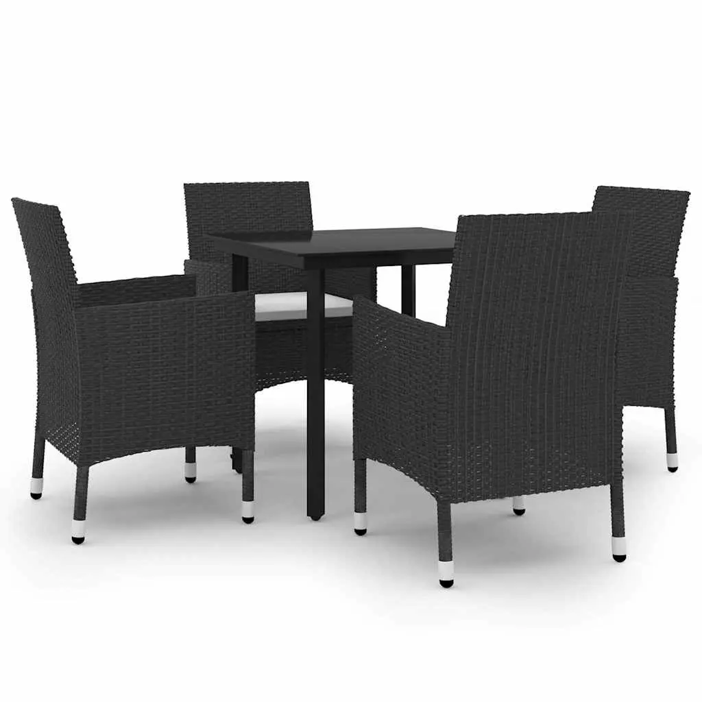 5 Piece Garden Dining Set with Glass Table