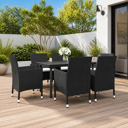 7 Piece Outdoor Dining Set with Tempered Glass Table
