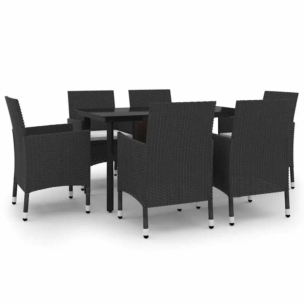 7 Piece Outdoor Dining Set with Tempered Glass Table