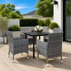 Durable 5 Piece Outdoor Dining Set with Glass Table