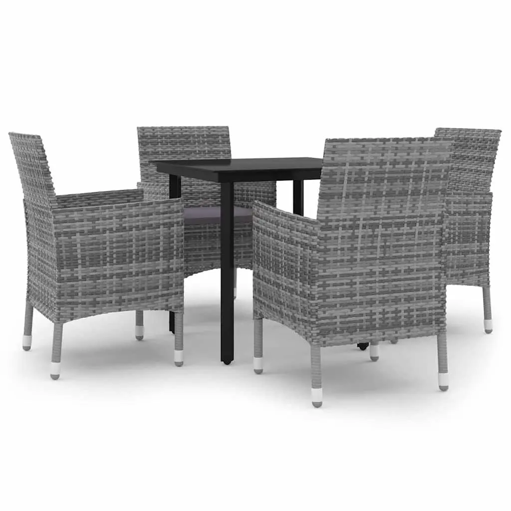 5 Piece Outdoor Dining Set with Glass Table