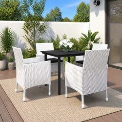 Sturdy 5 Piece Outdoor Dining Set with Rattan Chairs