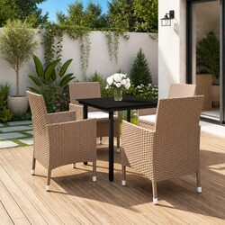 5 Piece Garden Dining Set with Stylish Rattan Chairs