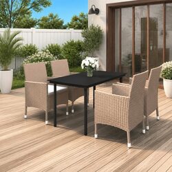 5-Piece Outdoor Dining Set with Glass Table and Chairs