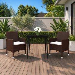 Durable 3 Piece Garden Dining Set with Glass Table