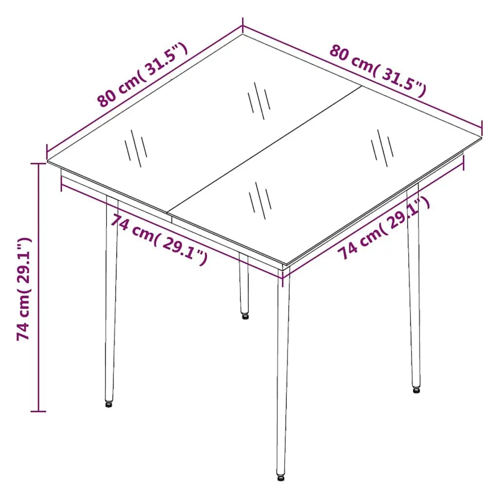 3 Piece Garden Dining Set with Glass Table