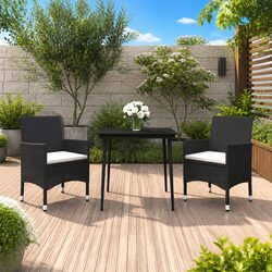Premium 3 Piece Garden Dining Set with Rattan Chairs