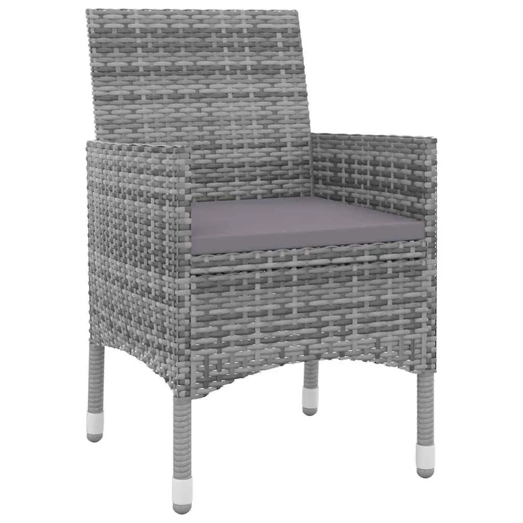 Grey Poly Rattan Garden Dining Set with Glass Table