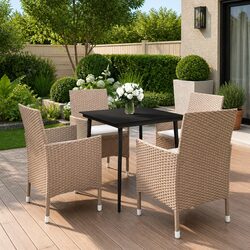 Durable 5-Piece Garden Dining Set with Rattan Chairs