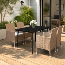Durable 5 Piece Outdoor Dining Set with Glass Table