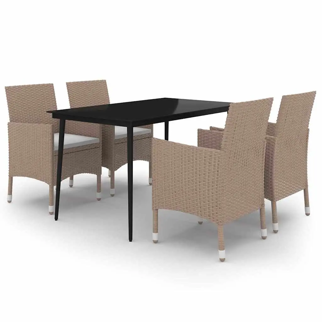 5 Piece Outdoor Dining Set with Glass Table