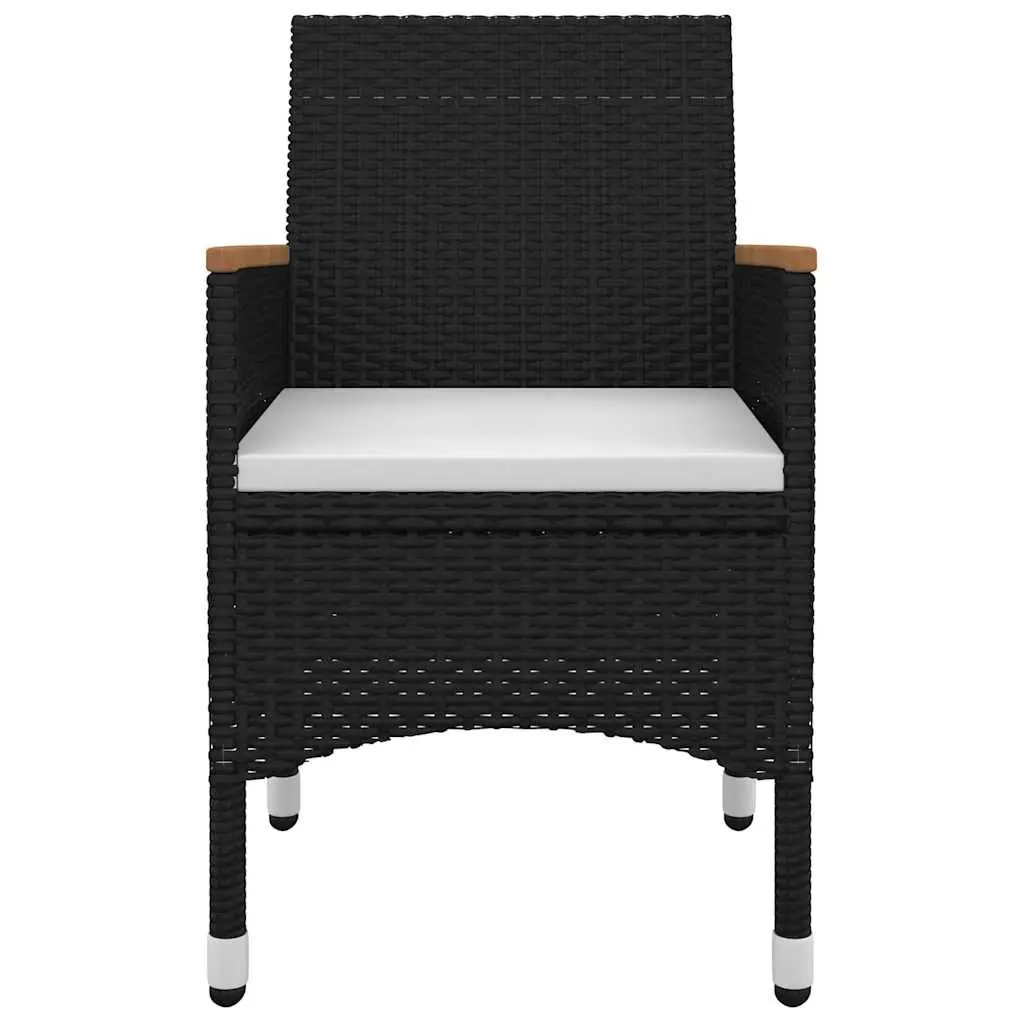 Outdoor Dining Set Poly Rattan Glass Table 7 Piece Black