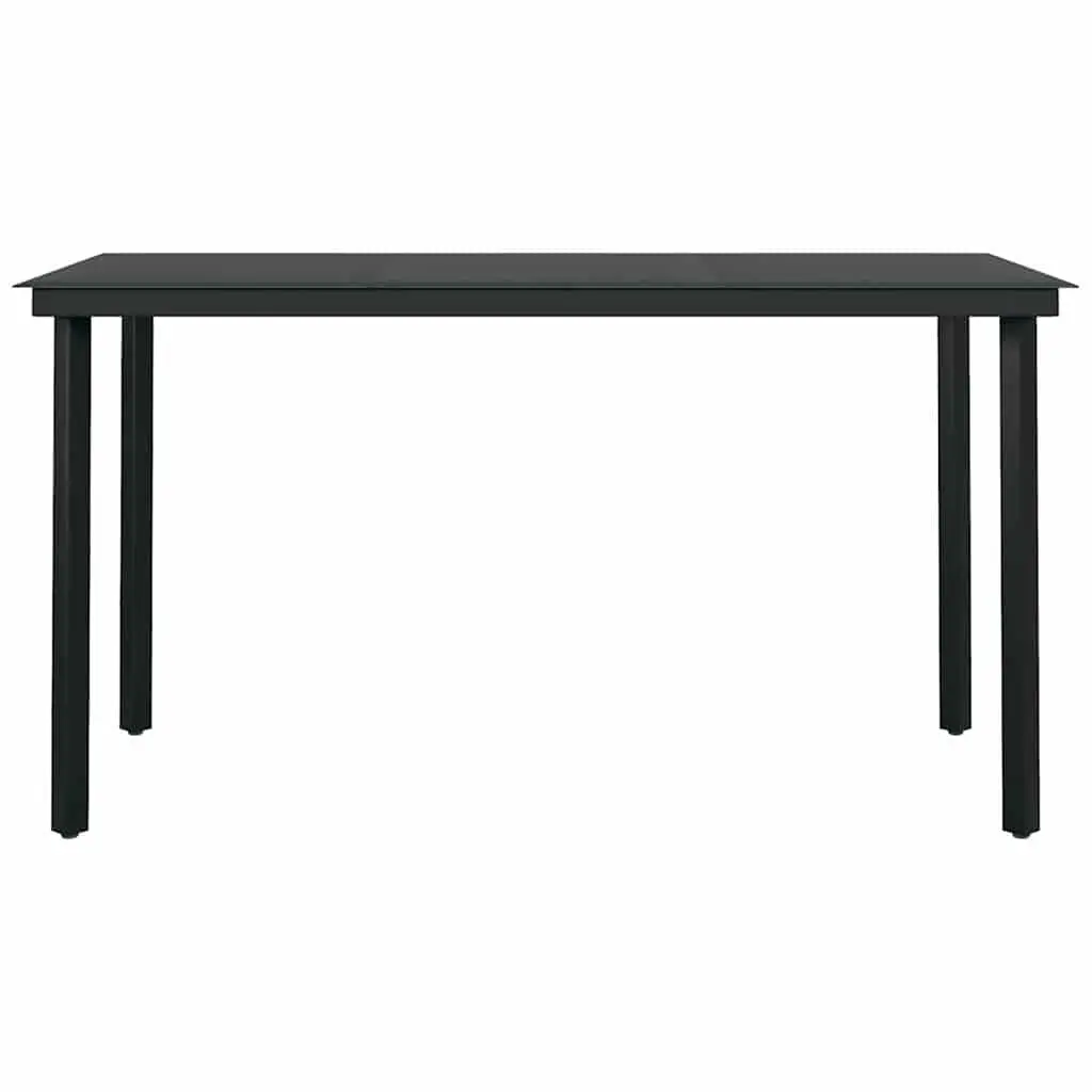 Outdoor Dining Set Poly Rattan Glass Table 7 Piece Black