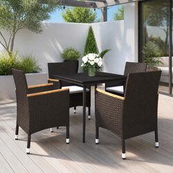 Premium 5-Piece Garden Dining Set with Glass Table and Rattan Chairs
