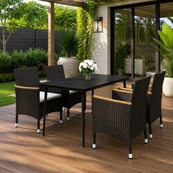 Premium 5 Piece Outdoor Dining Set with Glass Table