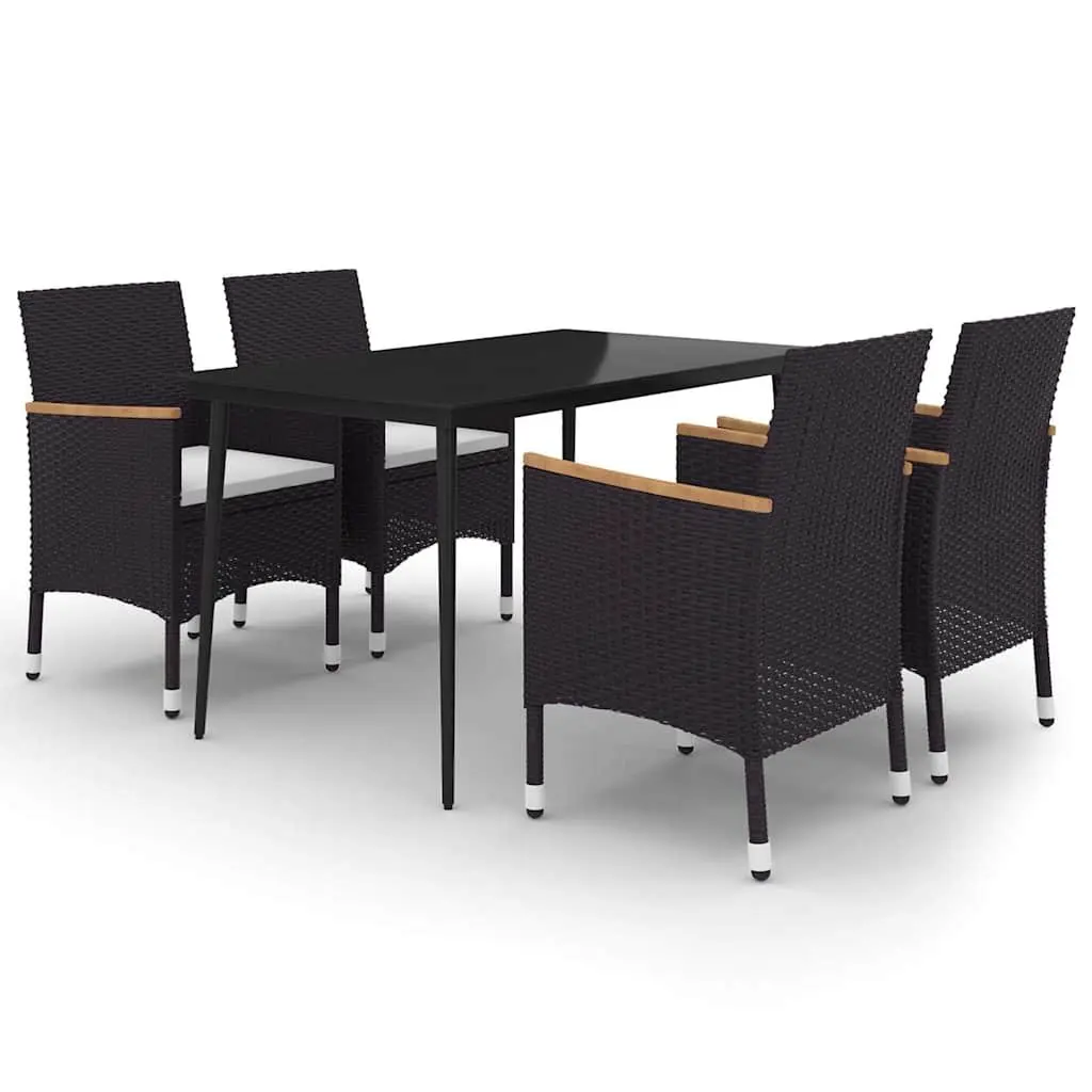 5 Piece Outdoor Dining Set with Glass Table