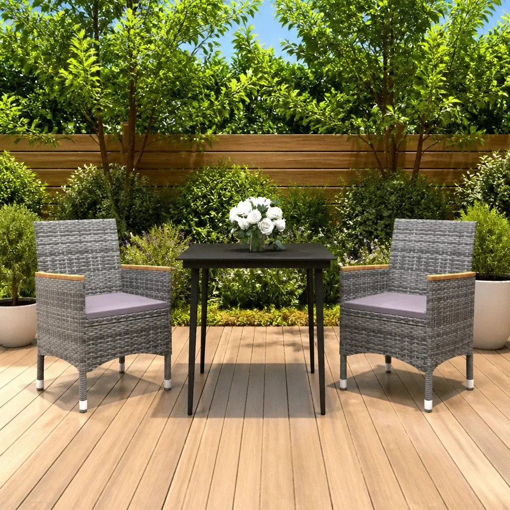 Grey Poly Rattan Garden Dining Set