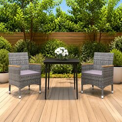 Durable Grey Poly Rattan Garden Dining Set