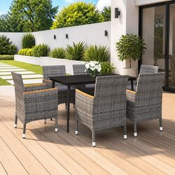 Durable Outdoor Dining Set with 7 Pieces in Grey
