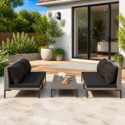 Durable 5 Piece Garden Lounge Set with Grey Cushions