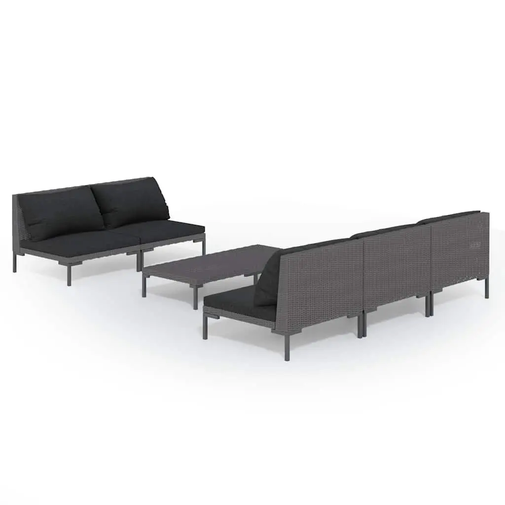 6-Piece Outdoor Lounge Set with Grey Cushions
