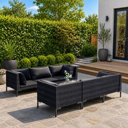 Sturdy 7 Piece Garden Lounge Set with Grey Cushions