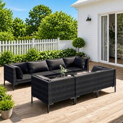 High-Quality 8 Piece Garden Lounge Set Grey PE Rattan