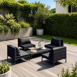 Durable 5 Piece Garden Lounge Set with Grey Cushions