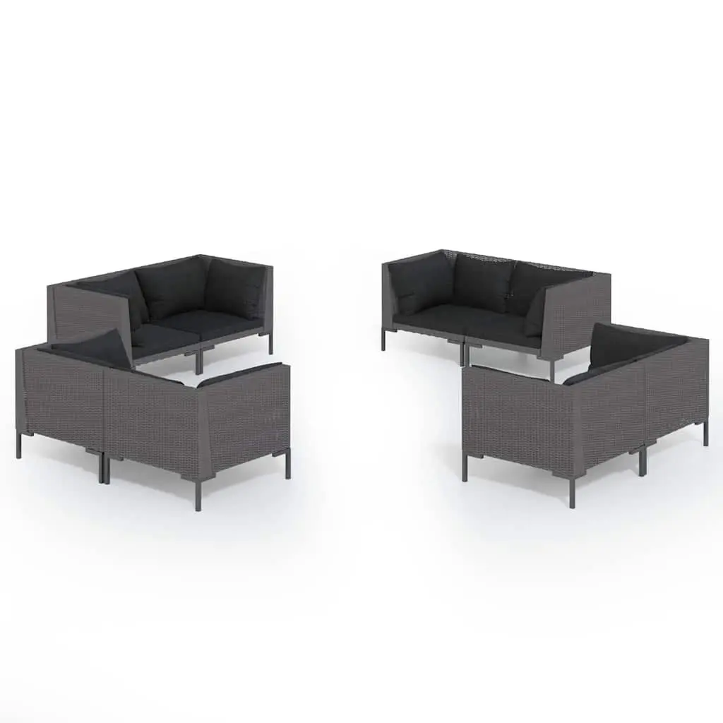 Garden Lounge Set Poly Rattan 8 Piece Outdoor Furniture Grey