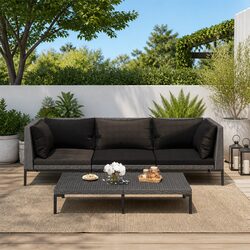 Durable 4 Piece Garden Lounge Set with Grey Cushions