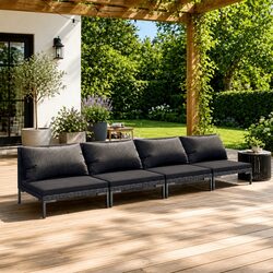 Durable 4 Piece Garden Lounge Set with Grey Cushions