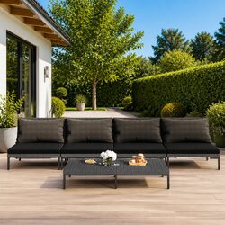 Durable 5 Piece Garden Lounge Set with Grey Cushions