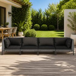 Durable Garden Lounge Set 4 Piece Outdoor Furniture Grey