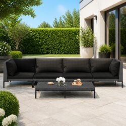 High-Quality 5-Piece Garden Lounge Set Grey Rattan Sofa