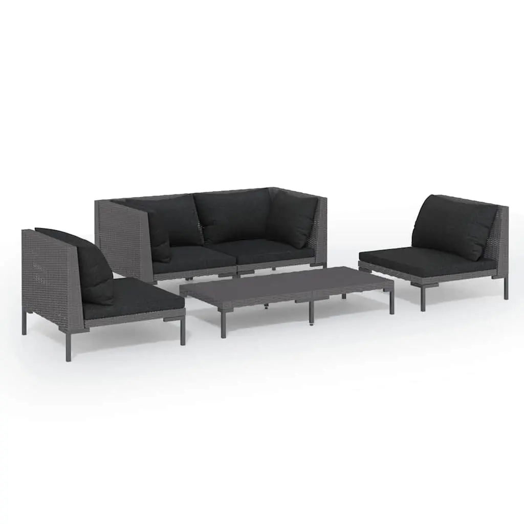 5-Piece Grey Outdoor Garden Lounge Set