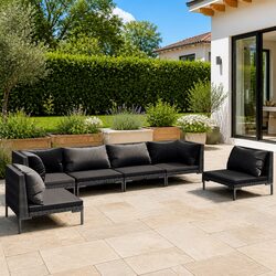 High-Quality 6-Piece Garden Lounge Set in Grey Rattan