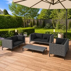 7-Piece Outdoor Lounge Set with Durable Rattan Grey