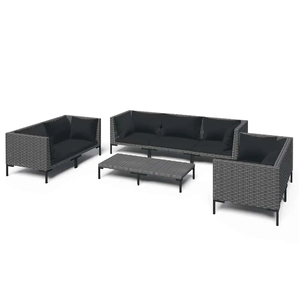 8-Piece Garden Lounge Set in Grey Rattan