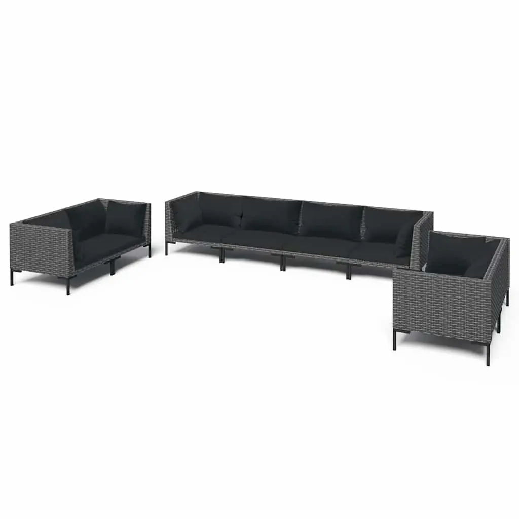 Garden Lounge Set PE Rattan 8 Piece Outdoor Furniture Grey Patio Sofa