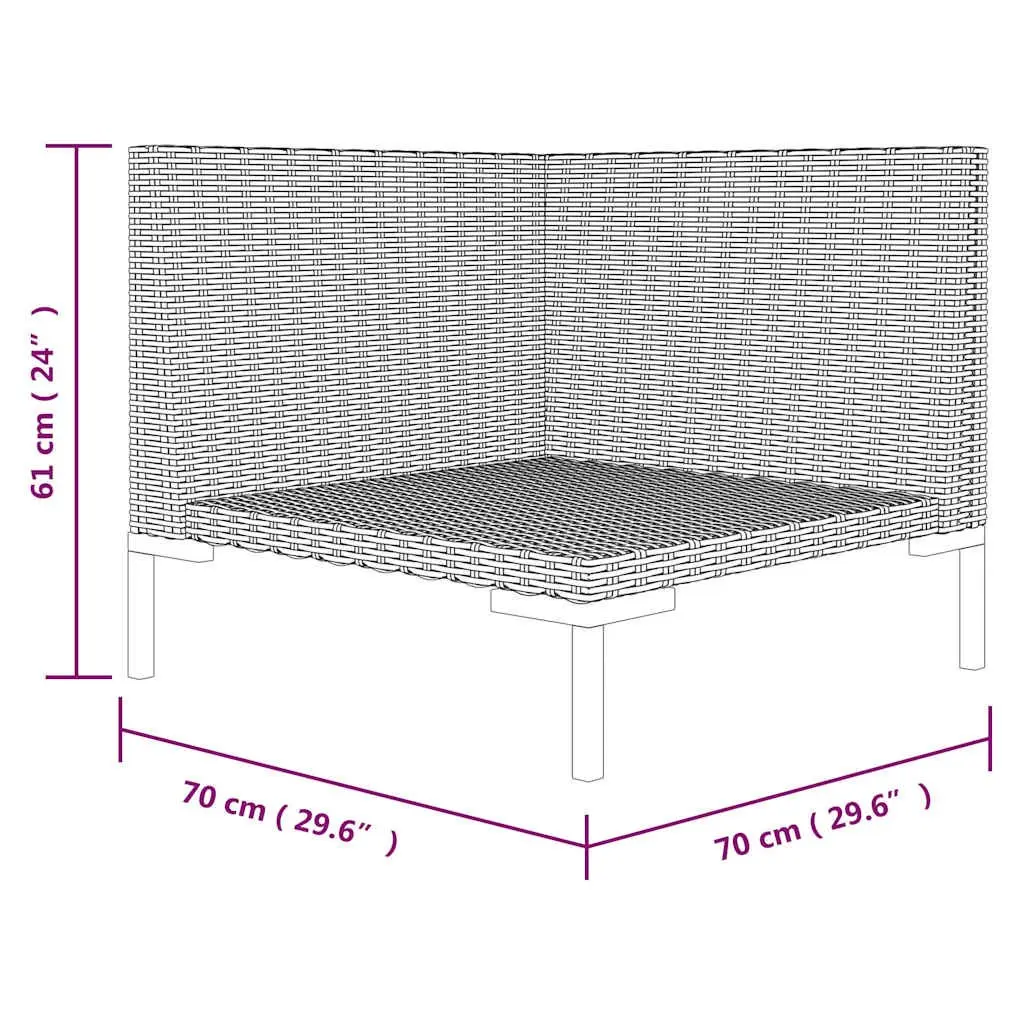 Garden Lounge Set PE Rattan 8 Piece Outdoor Furniture Grey Patio Sofa